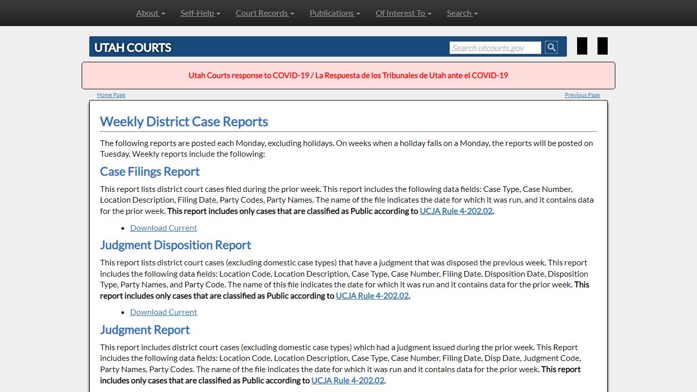 Weekly District Case Reports - Utah Courts